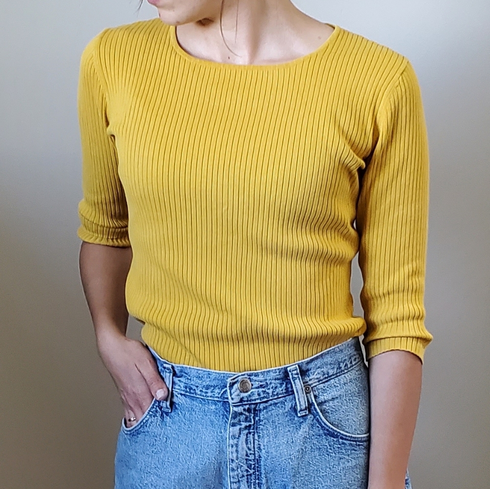 Mustard Yellow Ribbed Crop Top